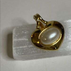 Vintage Marvella Heart Faux Mabe Pearl Enhancer Pendent